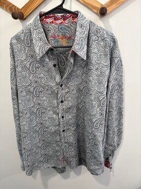 Men’s paisley print button-down shirt by Robert Graham
